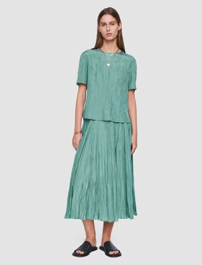 Joseph Womens Lagoon Sully Crinkled Silk Midi Skirt In Blue