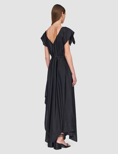 Joseph Plumet Draped Habotai Silk Maxi Dress In Black