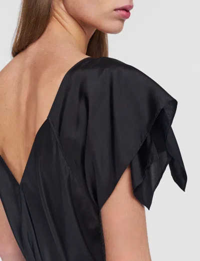 Joseph Plumet Draped Habotai Silk Maxi Dress In Black