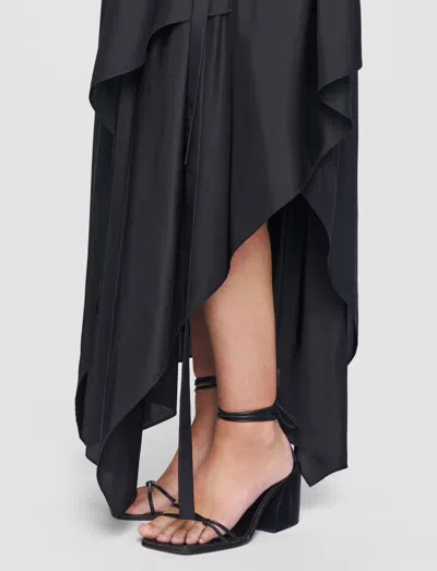 Joseph Plumet Draped Habotai Silk Maxi Dress In Black