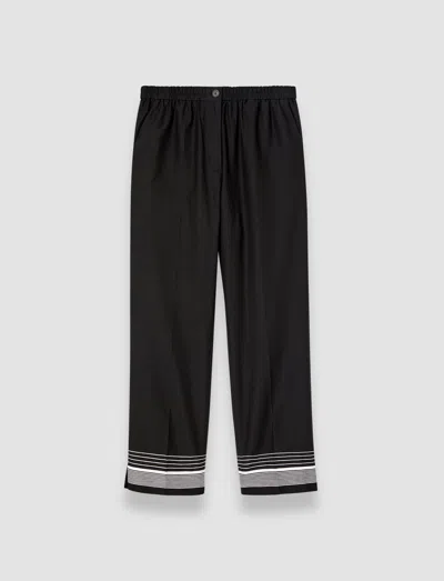 Joseph Womens Tottenham Jacquard-stripe Straight-leg Cotton And Silk-blend Trousers Black In Black