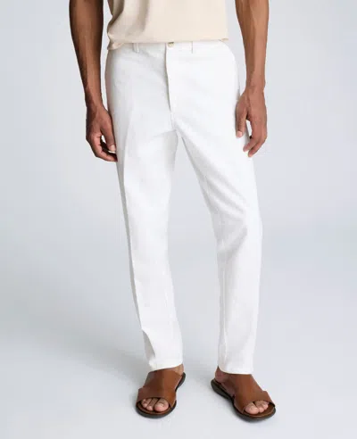 Kenneth Cole Linen Blend Slim Fit Flat Front Chino Pant In White