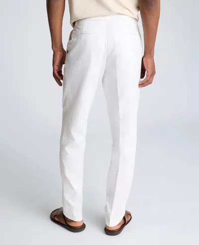 Kenneth Cole Linen Blend Slim Fit Flat Front Chino Pant In White