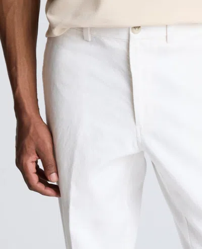 Kenneth Cole Linen Blend Slim Fit Flat Front Chino Pant In White
