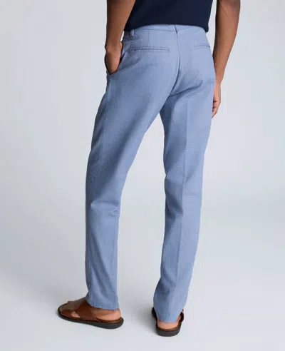 Kenneth Cole Linen Blend Slim Fit Flat Front Chino Pant In Med Blue