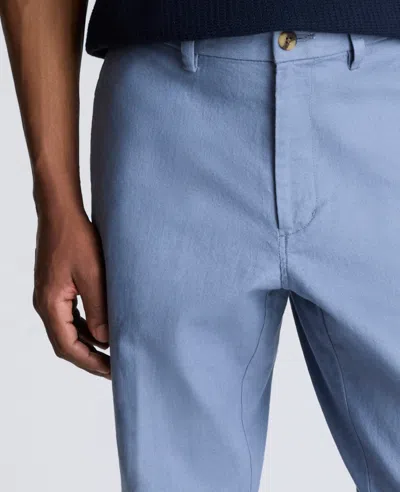 Kenneth Cole Linen Blend Slim Fit Flat Front Chino Pant In Med Blue