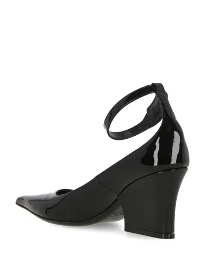 Valentino Vlogo Lockette Leather Ankle Strap Pumps In Black