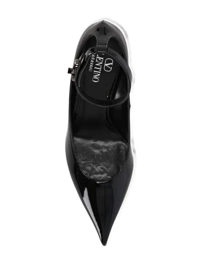 Valentino Vlogo Lockette Leather Ankle Strap Pumps In Black