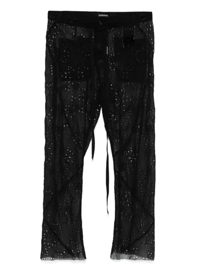 Ann Demeulemeester Esti Cropped Bias Cut Embroidered Trousers