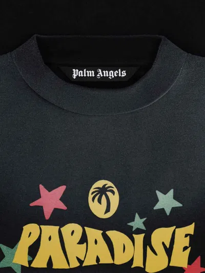 Palm Angels Paradise Print T-shirt In Black