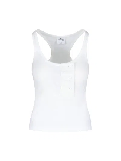Courrèges Mockneck Light Rib Cropped Top In White