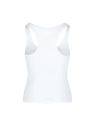 Courrèges Mockneck Light Rib Cropped Top In White