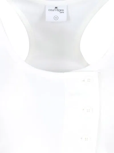 Courrèges Mockneck Light Rib Cropped Top In White