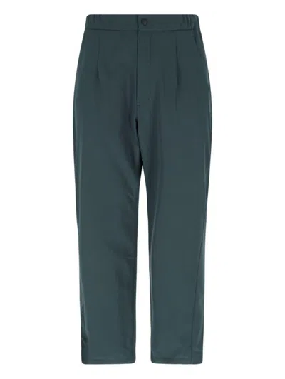 Goldwin Activewear Pants With Elasticized Waistband And Front Pleats In Green