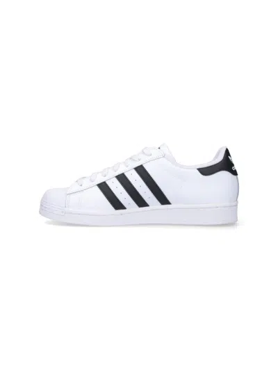 Adidas Originals Superstar Vintage Ostrich-effect Leather Sneakers In White