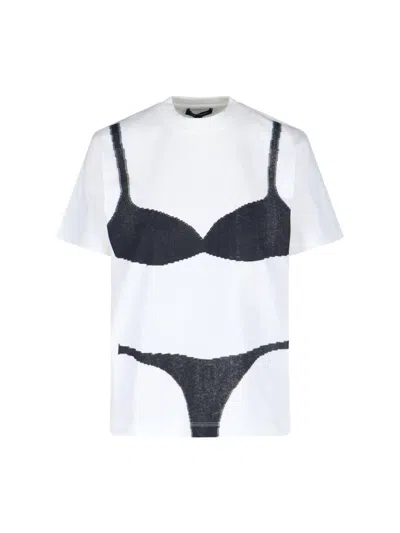 Marc Jacobs Womens Bra Graphic Boxy-fit Short-sleeve Cotton-jersey T-shirt White In White