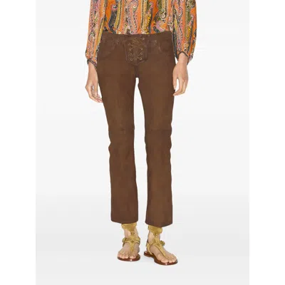 Isabel Marant Vanel Lace-up Suede Straight-leg Pants