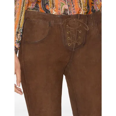 Isabel Marant Vanel Lace-up Suede Straight-leg Pants