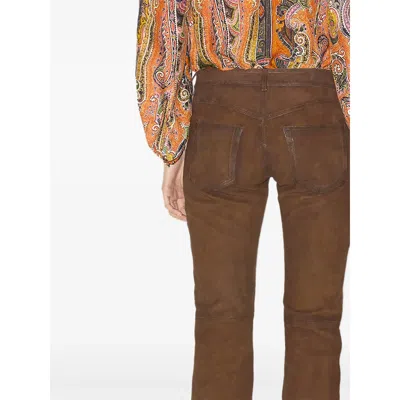 Isabel Marant Vanel Lace-up Suede Straight-leg Pants