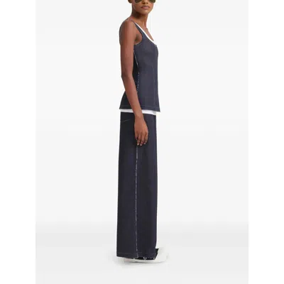 Marni Wide Leg Cotton Jeans With Raw Finish
