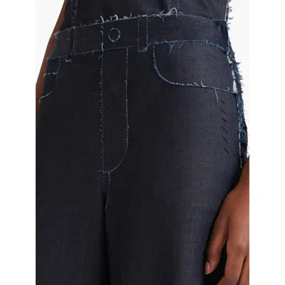 Marni Wide Leg Cotton Jeans With Raw Finish