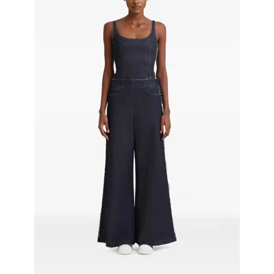 Marni Wide Leg Cotton Jeans With Raw Finish