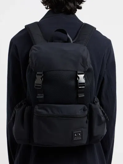 Armani Exchange Logo-patch Backpack In Blue