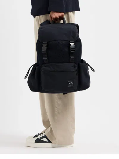 Armani Exchange Logo-patch Backpack In Blue