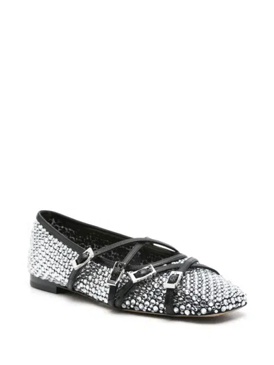 Mach&mach Crystal Net Square Toe Ballerinas With Straps 10mm By Mach