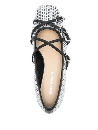 Mach&mach Crystal Net Square Toe Ballerinas With Straps 10mm By Mach