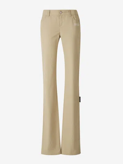 Off-white Flared Trousers In Beige