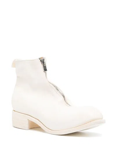 Guidi White Round Toe Boots In White