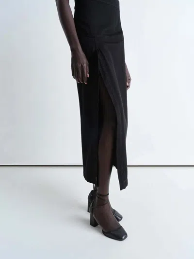 Lemaire Denim Midi Skirt In Black