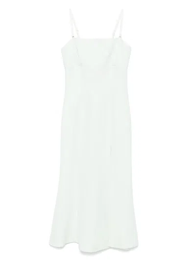 Twinset Aqua Green Midi Dress With Side Slit In Green