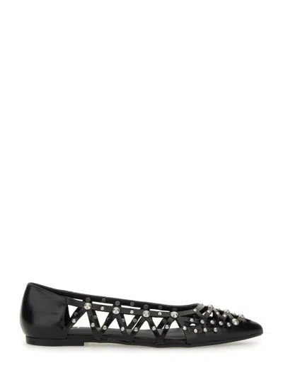 Ash Bazaar Bis Ballet Flats In Black Leather In Black