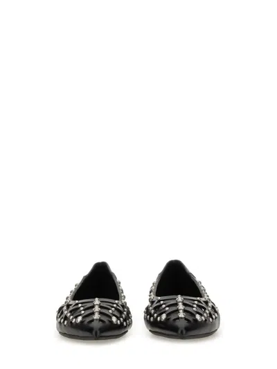 Ash Bazaar Bis Ballet Flats In Black Leather In Black