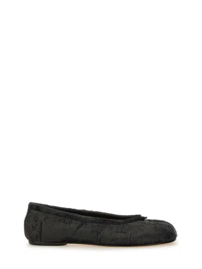 Maison Margiela Black Leather Tabi Ballerinas With Iconic Tabi Split-toe In Black