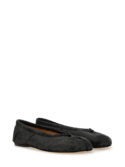 Maison Margiela Black Leather Tabi Ballerinas With Iconic Tabi Split-toe In Black