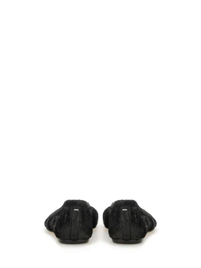 Maison Margiela Black Leather Tabi Ballerinas With Iconic Tabi Split-toe In Black