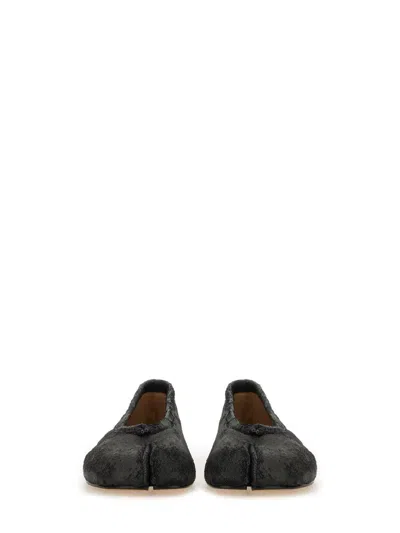 Maison Margiela Black Leather Tabi Ballerinas With Iconic Tabi Split-toe In Black