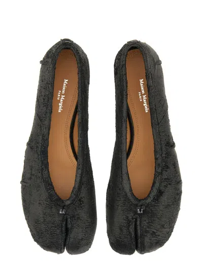 Maison Margiela Black Leather Tabi Ballerinas With Iconic Tabi Split-toe In Black