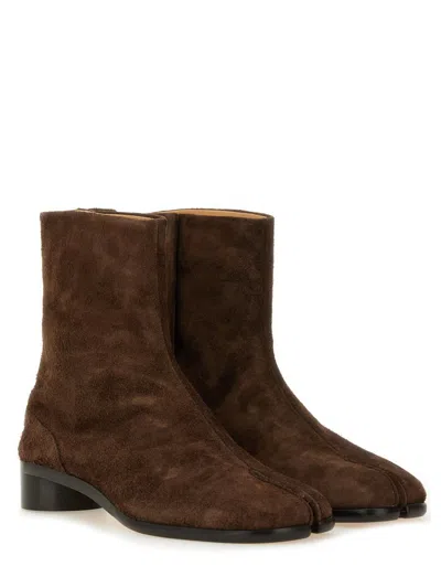 Maison Margiela Leather Tabi Ankle Boots 30 In Brown