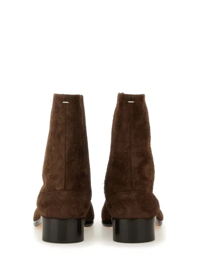 Maison Margiela Leather Tabi Ankle Boots 30 In Brown