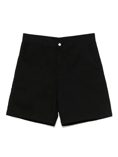 Carhartt Wip Walter Single Knee Logo-patch Shorts In Black