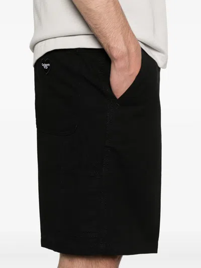 Carhartt Wip Walter Single Knee Logo-patch Shorts In Black
