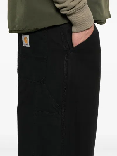 Carhartt Single Knee Straight-leg Organic Cotton-canvas Trousers In Black