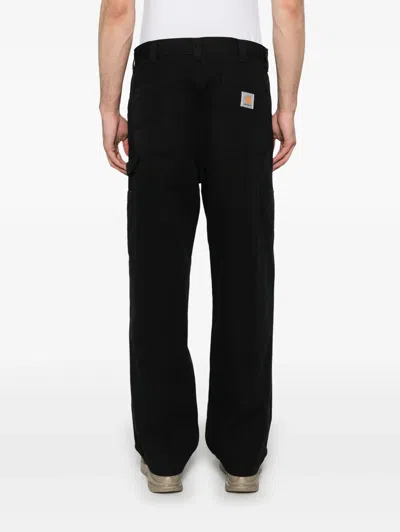 Carhartt Single Knee Straight-leg Organic Cotton-canvas Trousers In Black