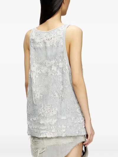 Diesel Top In Ultra-destroyed Jacquard Denim