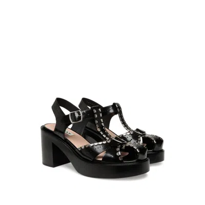 Bally Pasely Perforated Studded Leather Platform Sandals