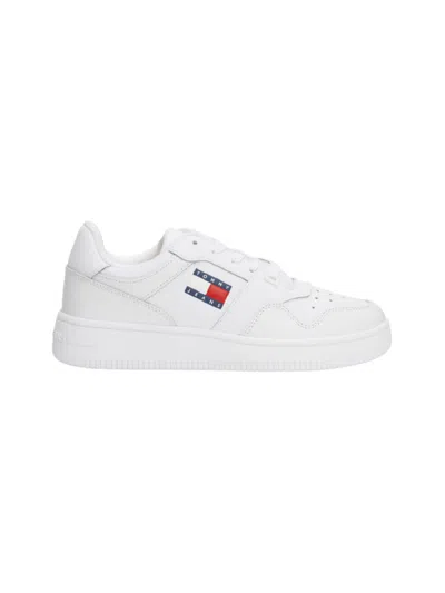 Tommy Jeans Retro Basket Leather Sneakers In White